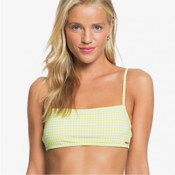 NWT Roxy Beautiful Sun Bralette Bandeau Limeade Yellow Large - Picture 1 of 9
